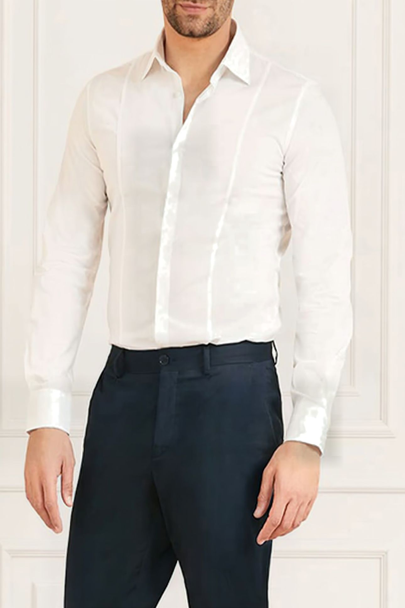 GUESS ECO OLIVER IT COLLAR ROUNDED CUFF PURE WHITE 5
