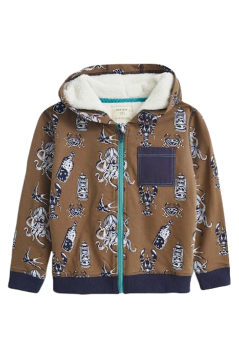 GOURAMI FLEECE LINED SWEAT BROWN MULTI 1