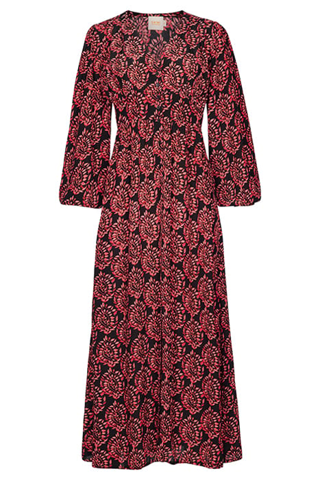 LADIES BEIRUT DRESS PEACOCK LEAF WINE RED 3