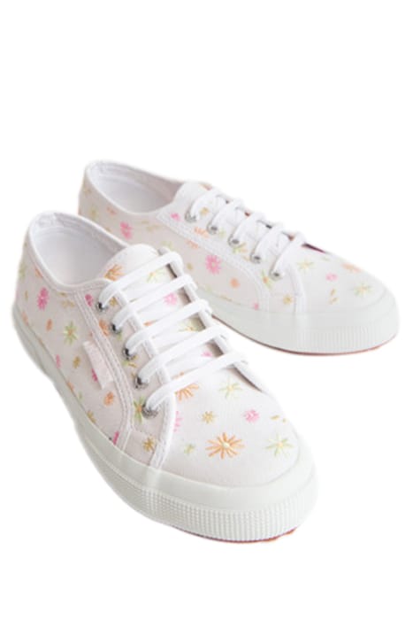 SUPERGA EMBROIDERED FLOWER TRA WHITE 2
