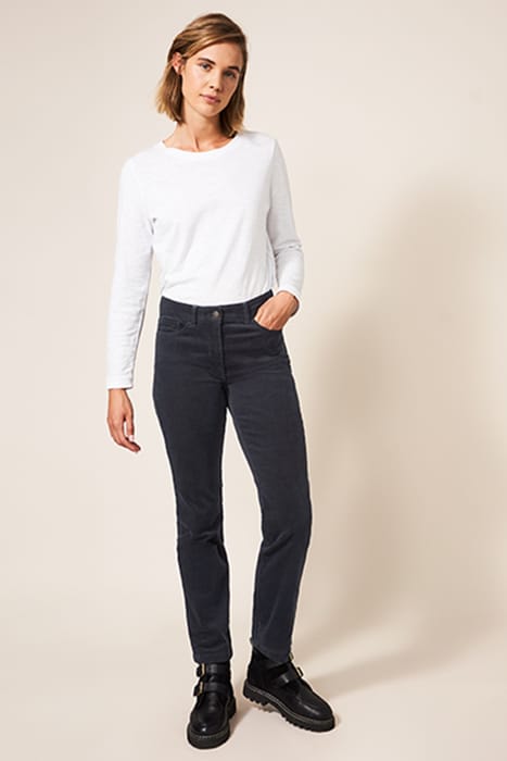 BROOKE STRAIGHT CORD TROUSER DARK GREY 2
