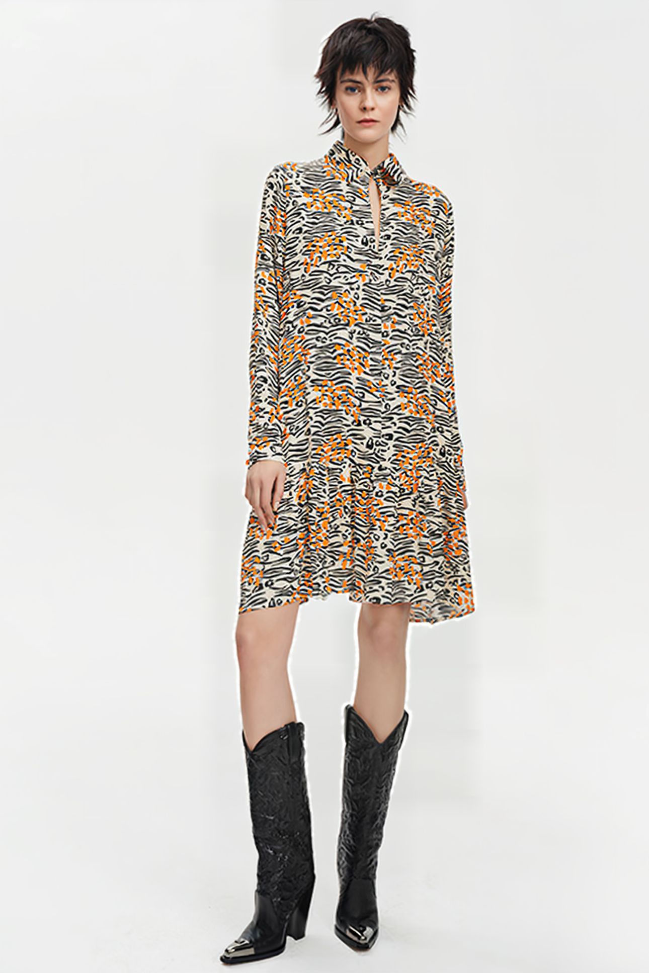 VOLANT DRESS WILD PRINT ORANGE 1