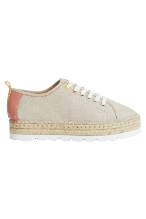ESPADRILLE LACE UP FLATFORMS WHITE 1