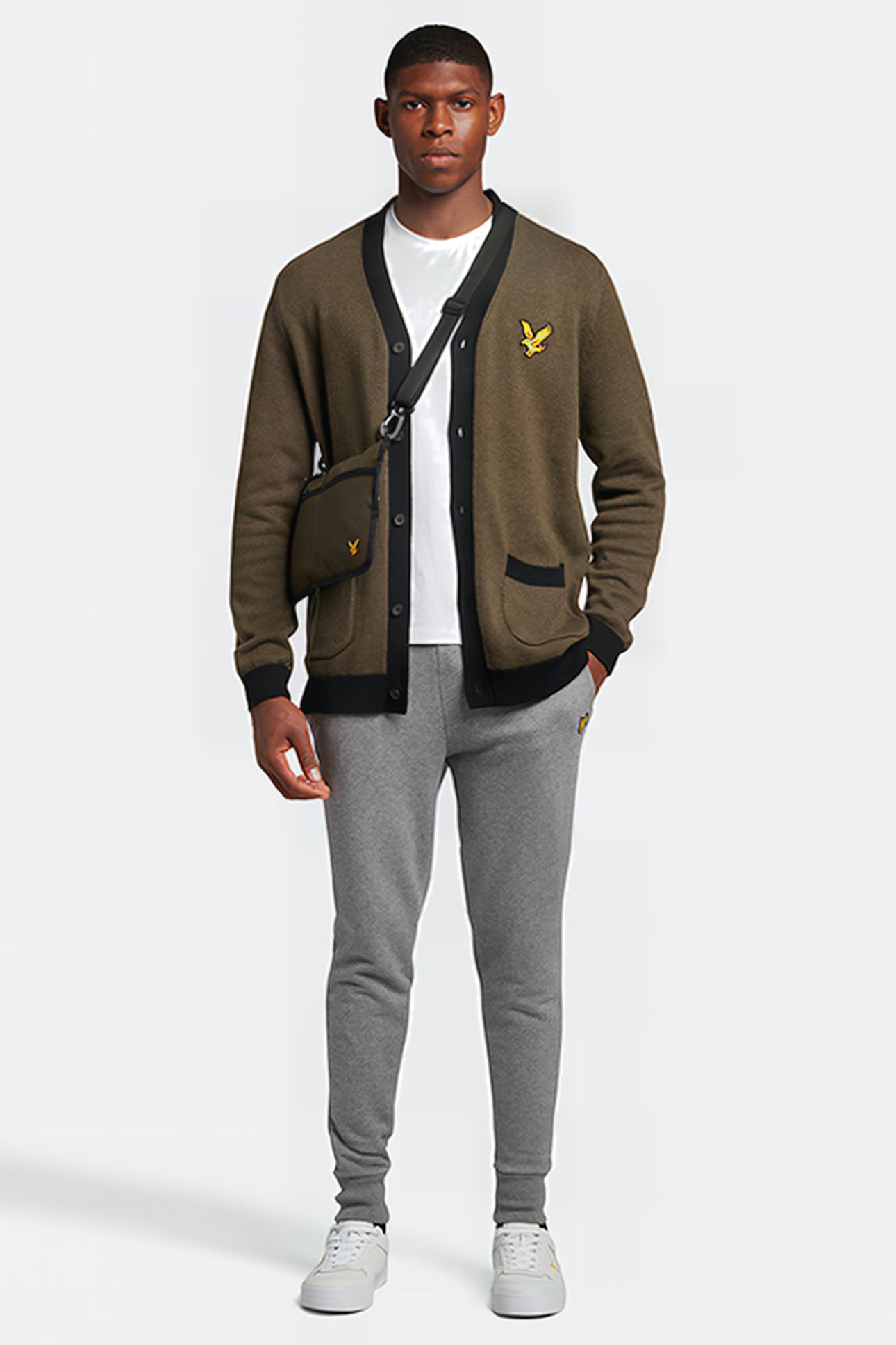 BLOCK MARL CARDIGAN OLIVE MARL/JET BLACK 3