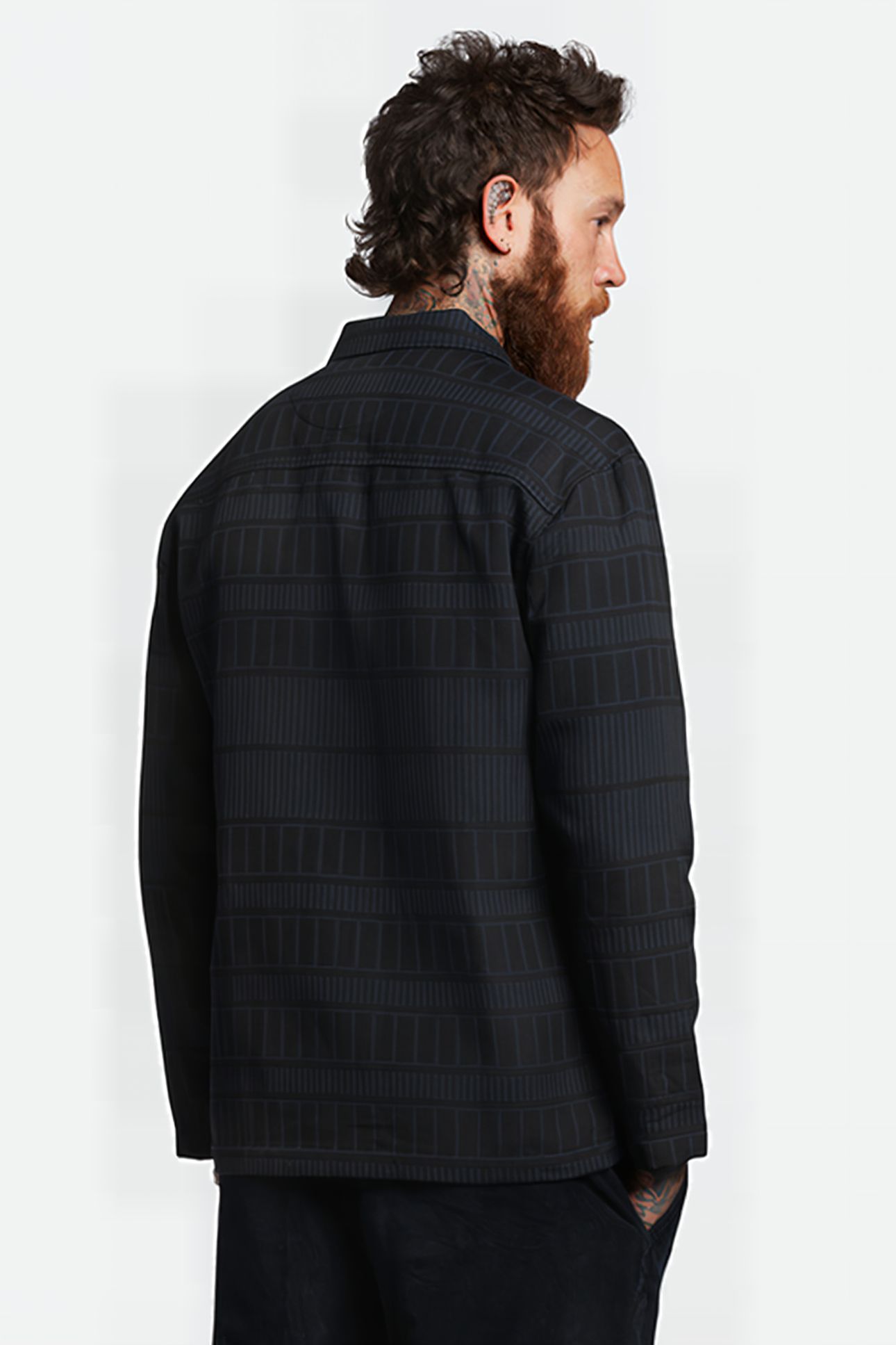 GRID OVERSHIRT DARK NAVY/JET BLACK 2