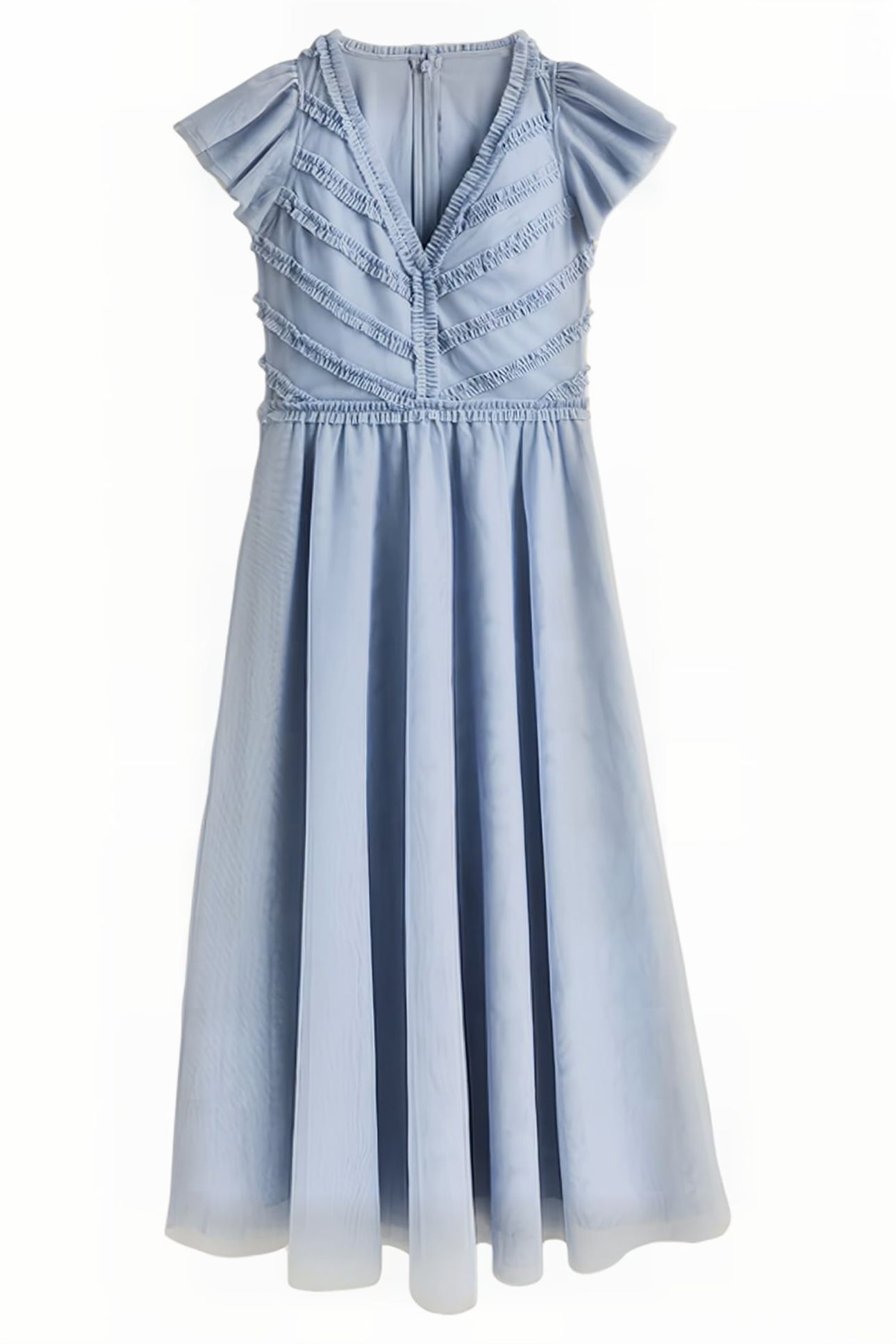TULLE V-NECK MAXI PARTY DRESS BLU 6