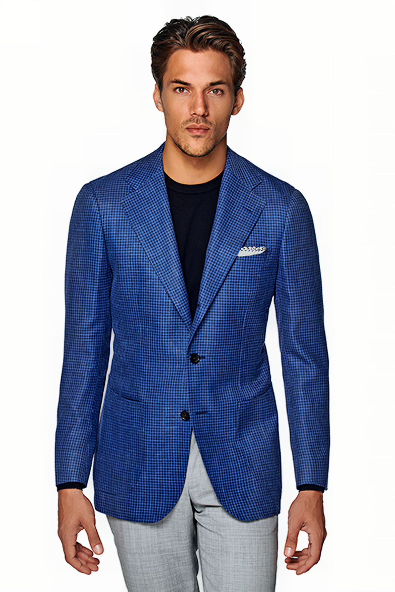 Mid Blue Houndstooth Havana Blazer 1