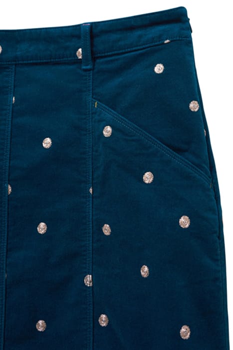 JOSIE VELVET EMBROIDERED SKIRT MID TEAL 3