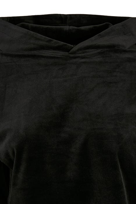 LADIES CROPPED VELVET OVERSIZED HOODY BLACK 8