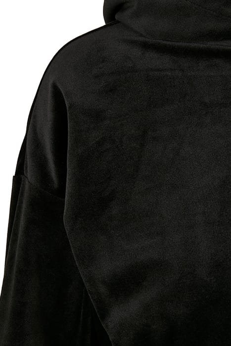 LADIES CROPPED VELVET OVERSIZED HOODY BLACK 7