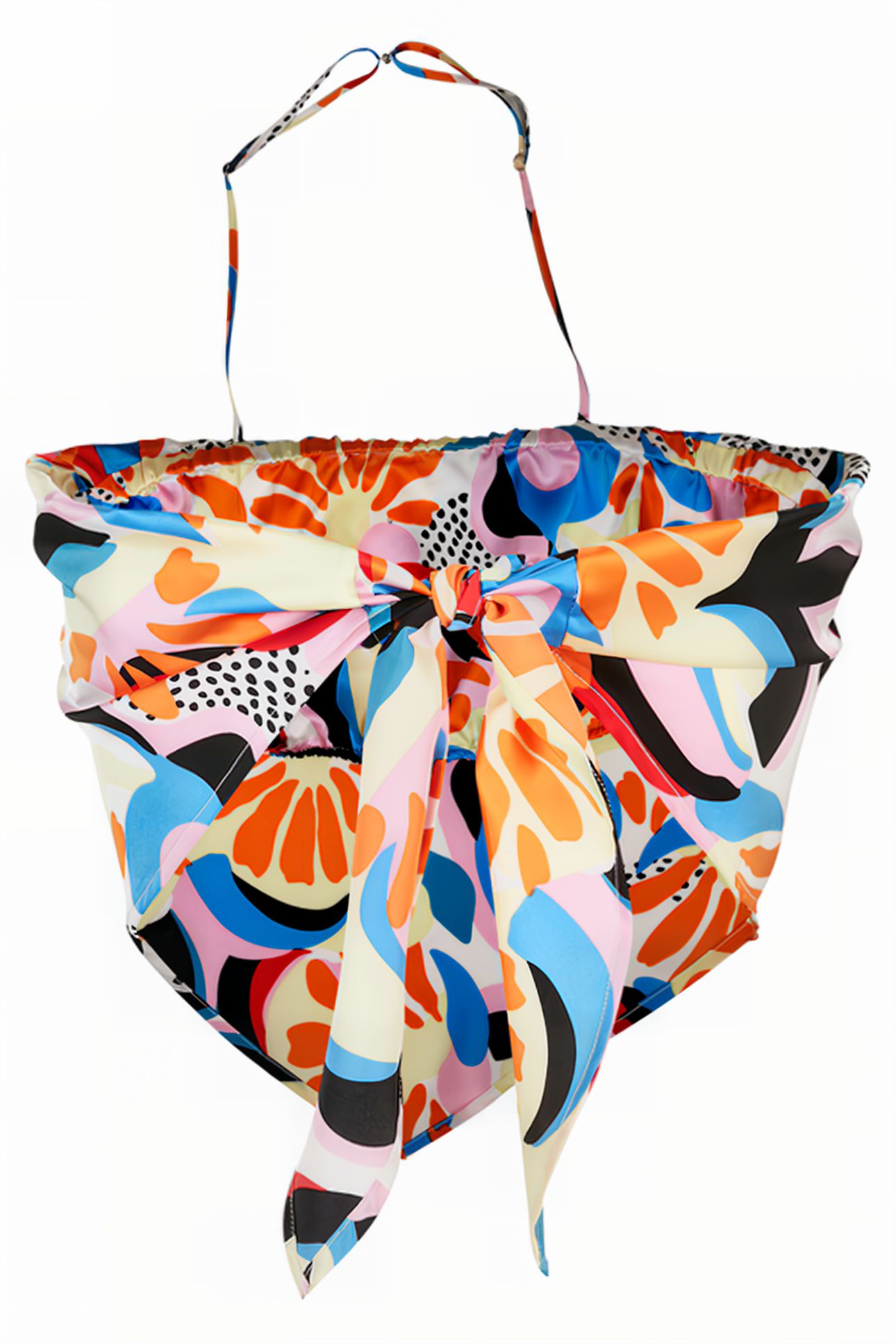 LADIES CROPPED AOP SATIN TRIANGLE TOP MAGICMANGOABSTRACT 7