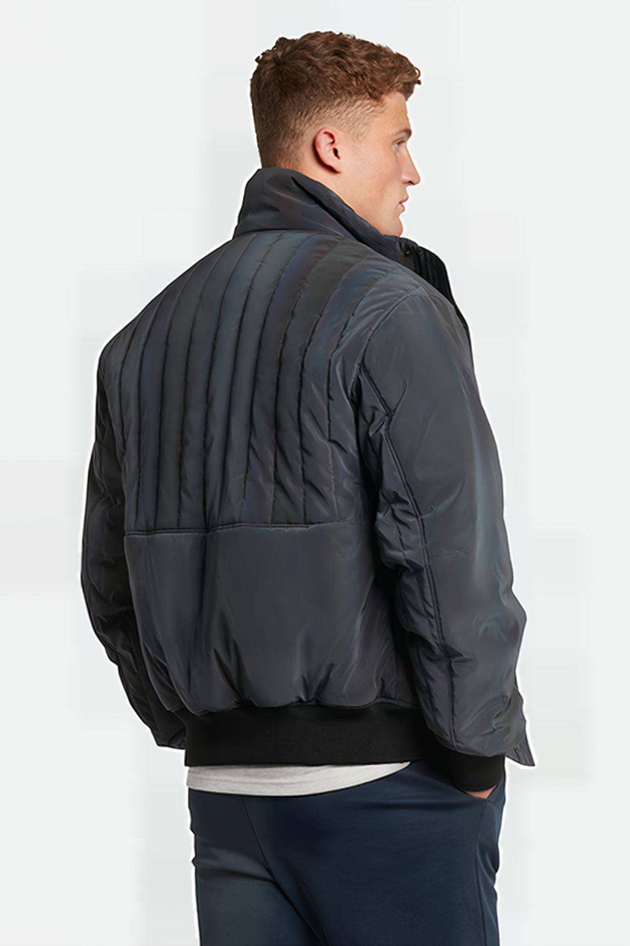 IRIDESCENT PADDED BOMBER Z865 JET BLACK 2