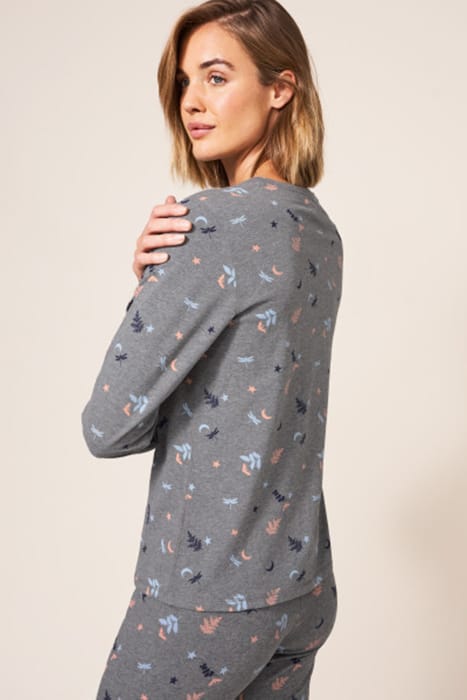 SELENA ORGANIC JERSEY PJ TOP GREY MULTI 2
