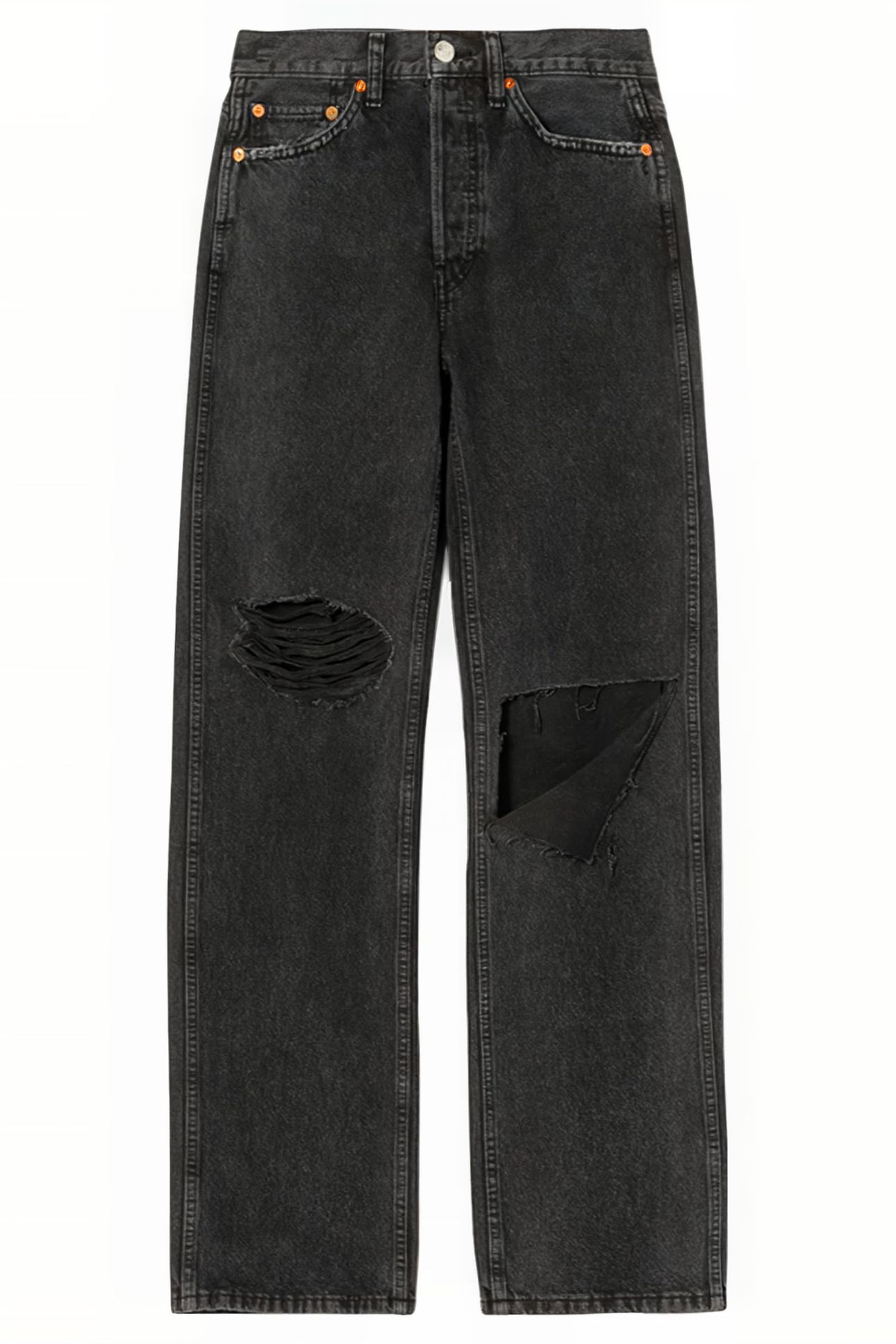 90S HIGH RISE LOOSE WASHED BLK WITH RIP 1