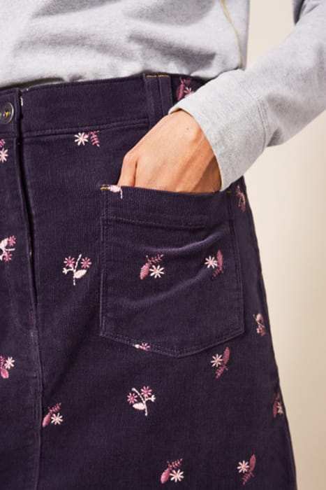 MELODY EMBROIDERED CORD SKIRT PURPLE 3