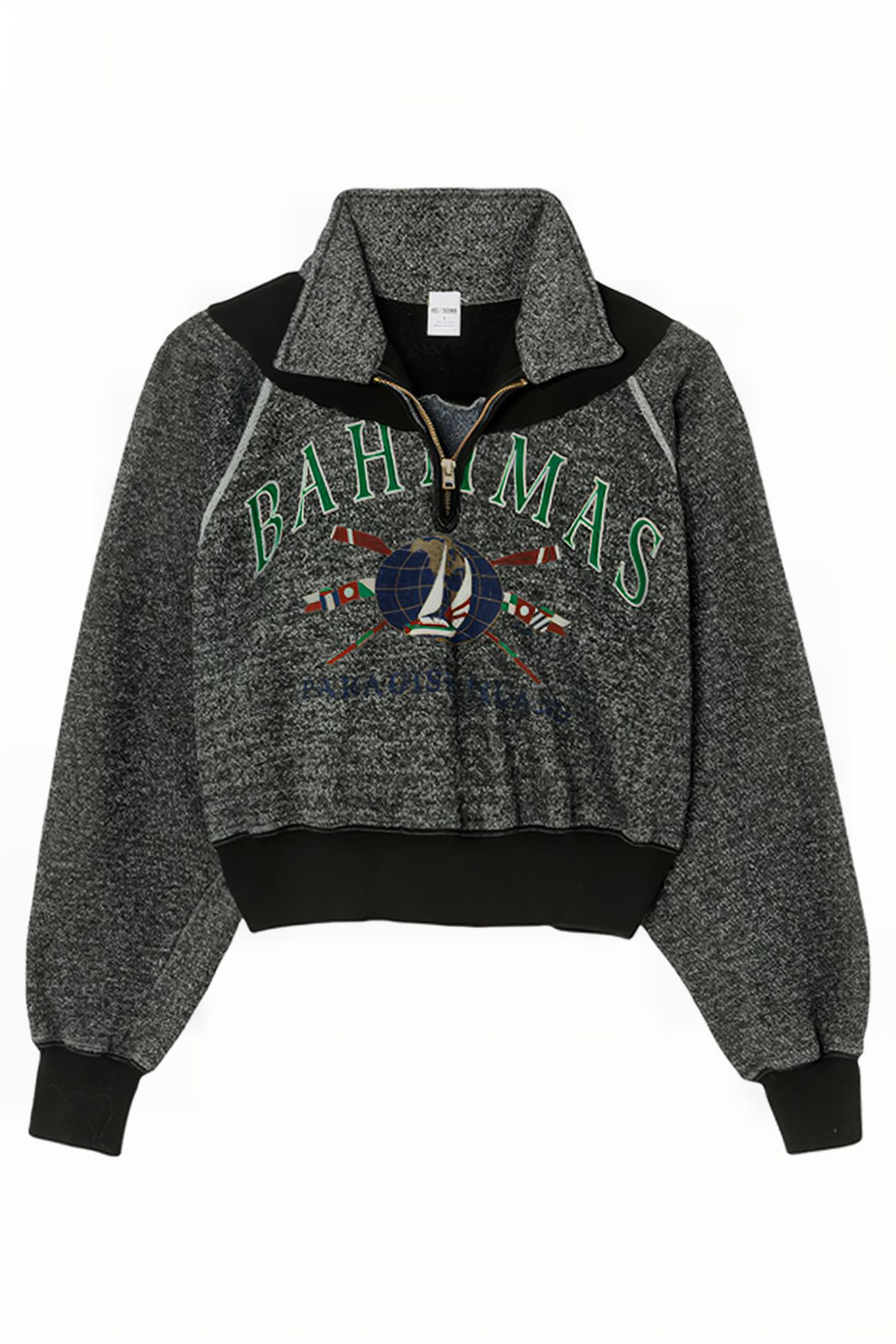 90S UPCYCLED CROP HALF ZIP ASSORTED BLACK 3