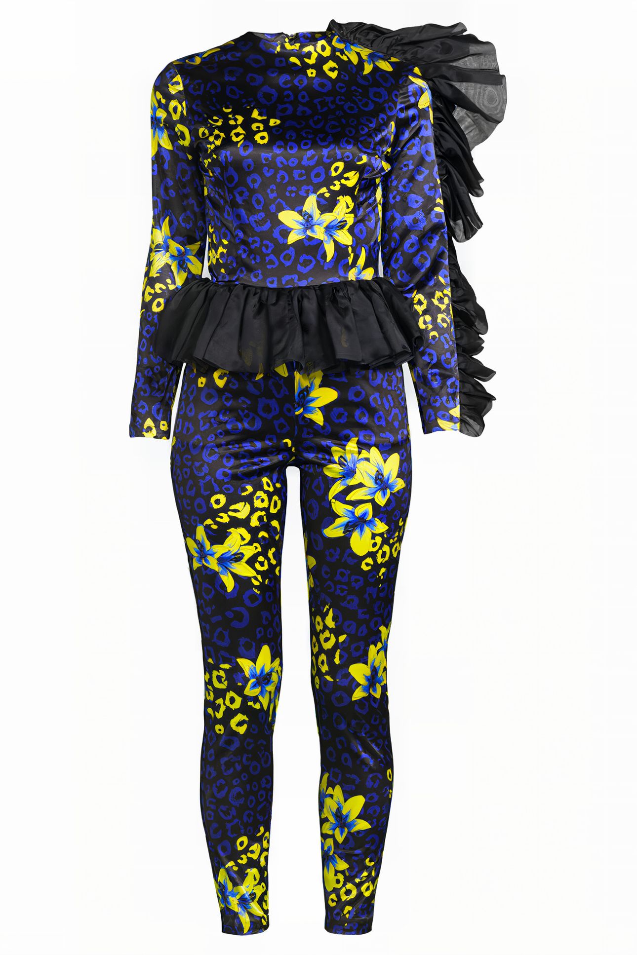 WOMEN‘S SIDE VOLANT OVERALL BLUE LILLY PRINT 3