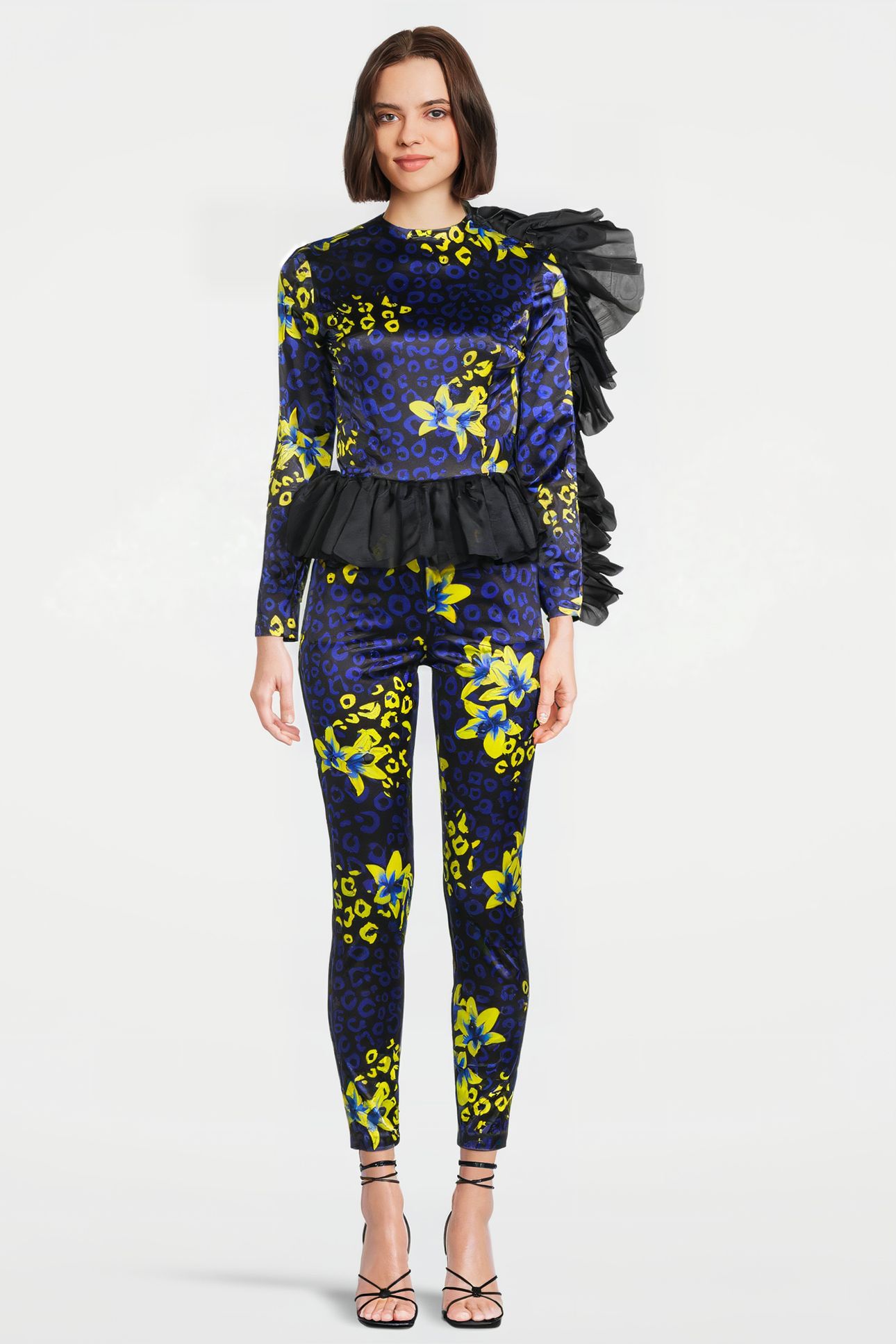 WOMEN‘S SIDE VOLANT OVERALL BLUE LILLY PRINT 1