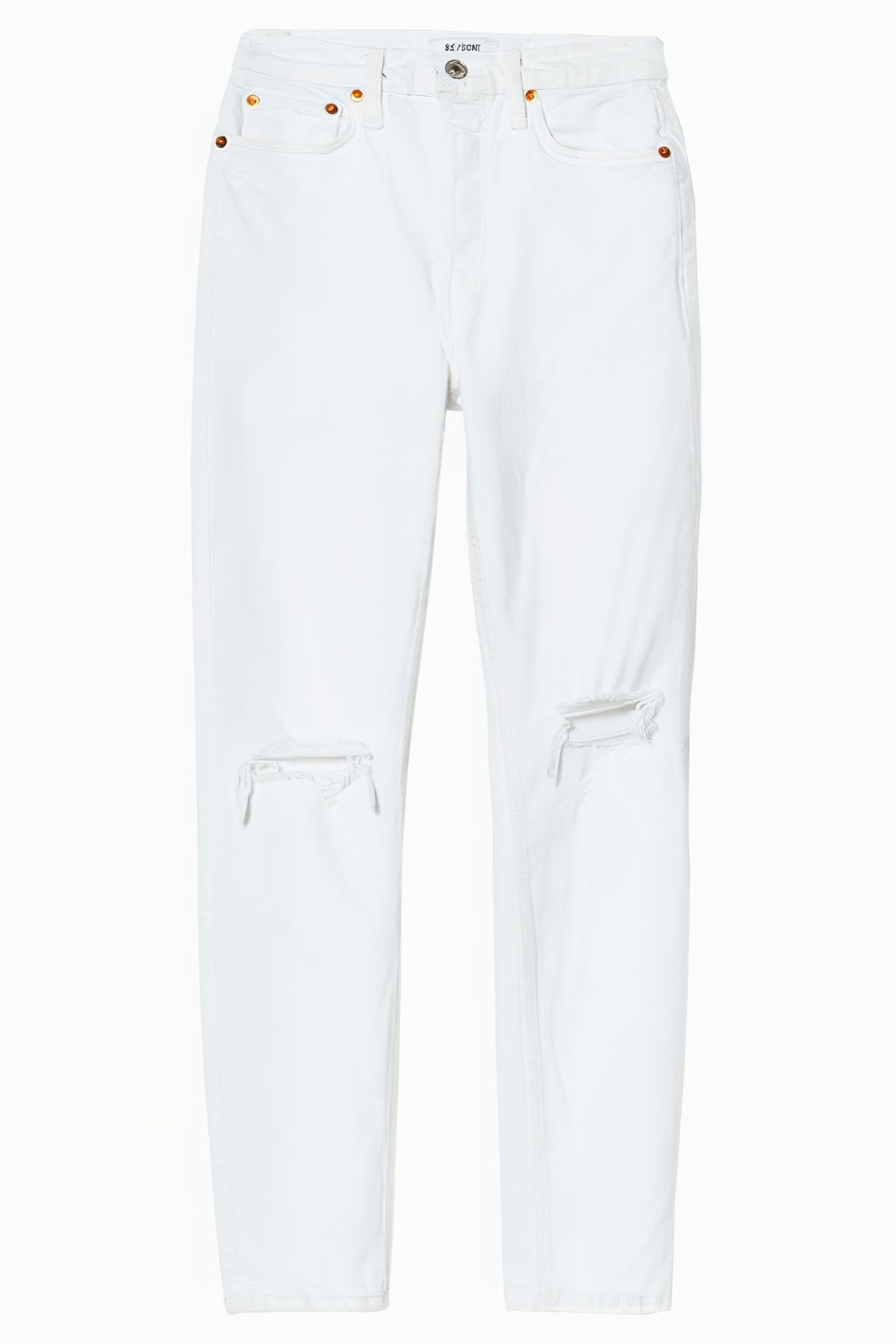 90S HIGH RISE ANKLE CROP WHITE DESTROYED 1