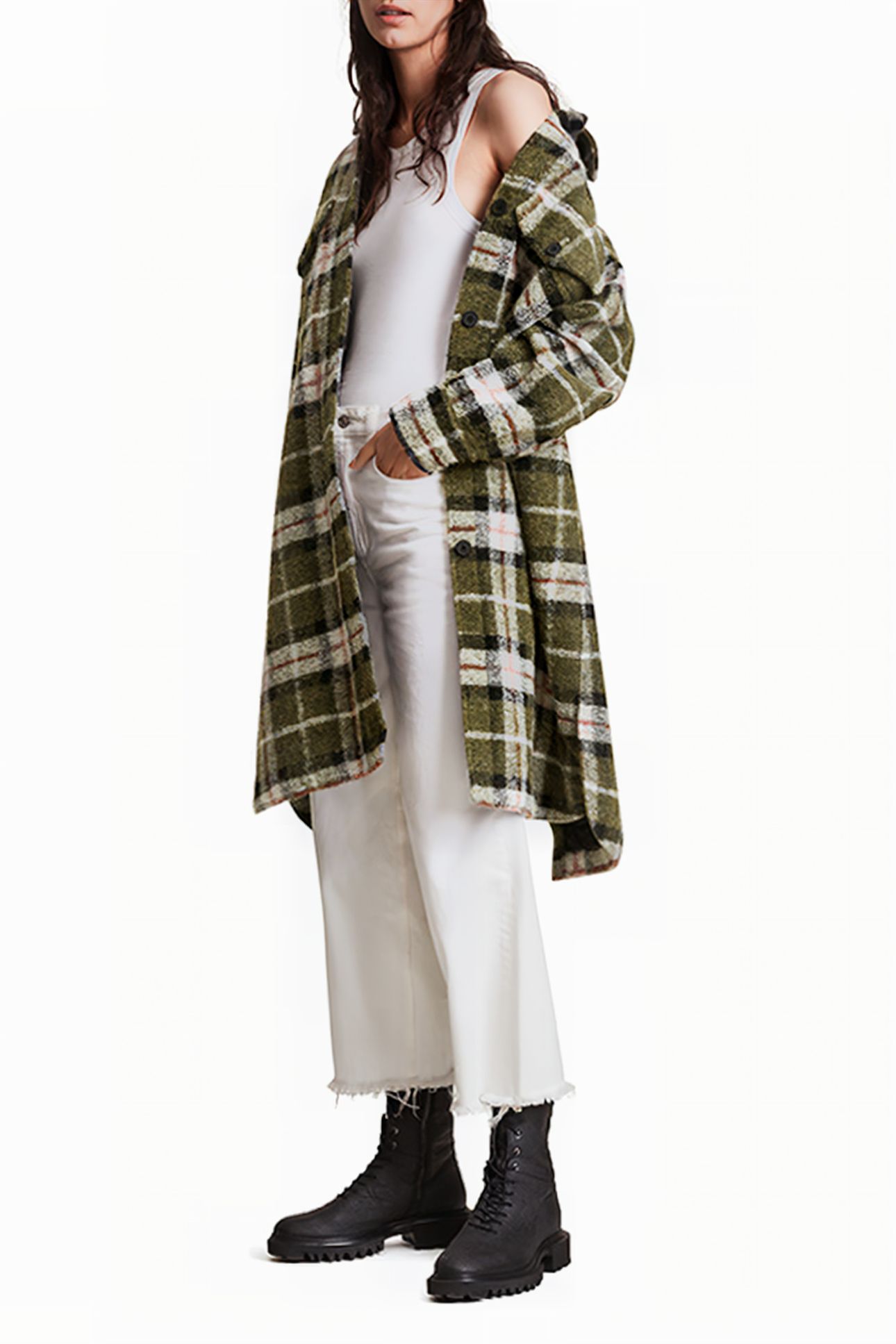 TIA CHECK COAT GREEN CHECK 5