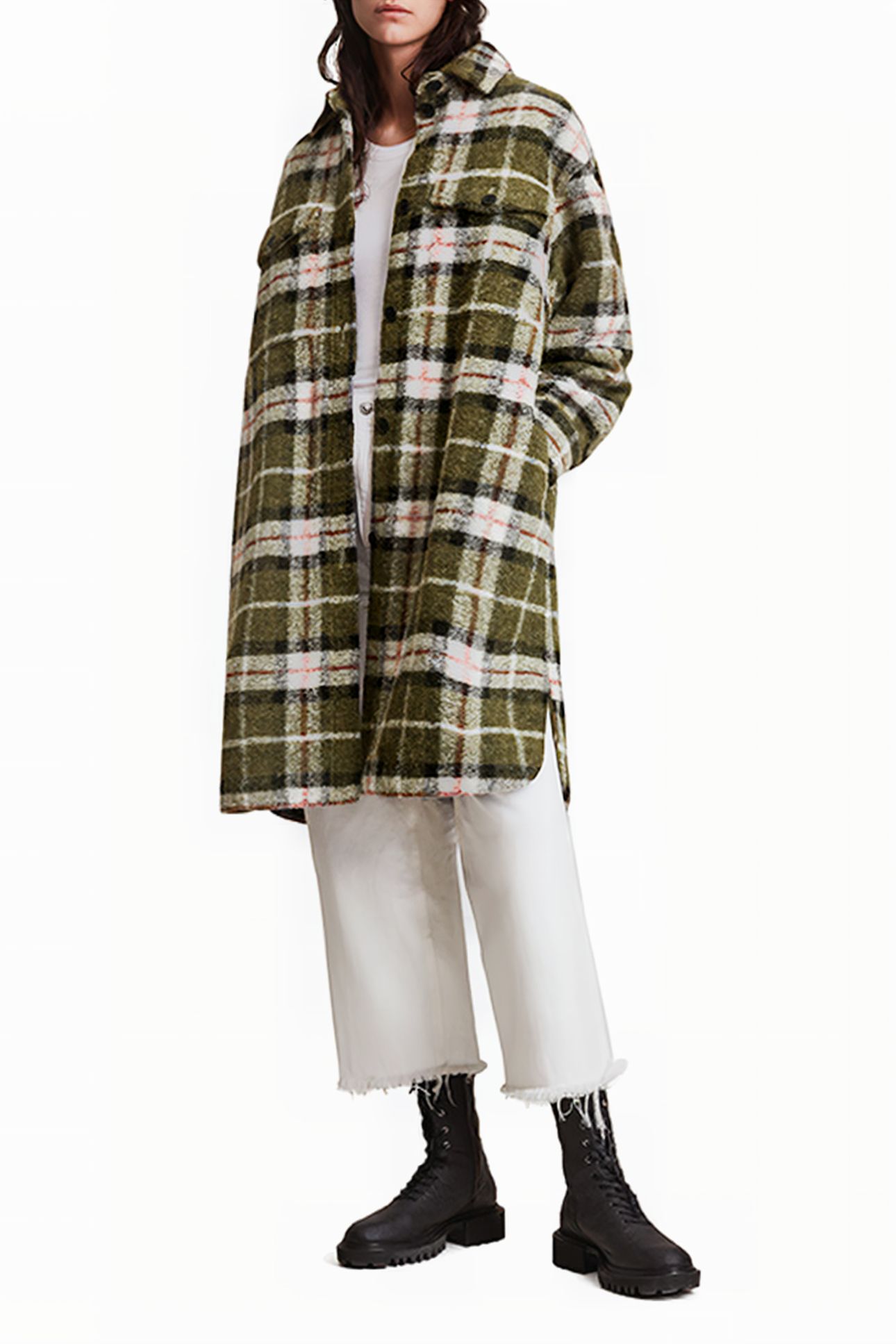 TIA CHECK COAT GREEN CHECK 1