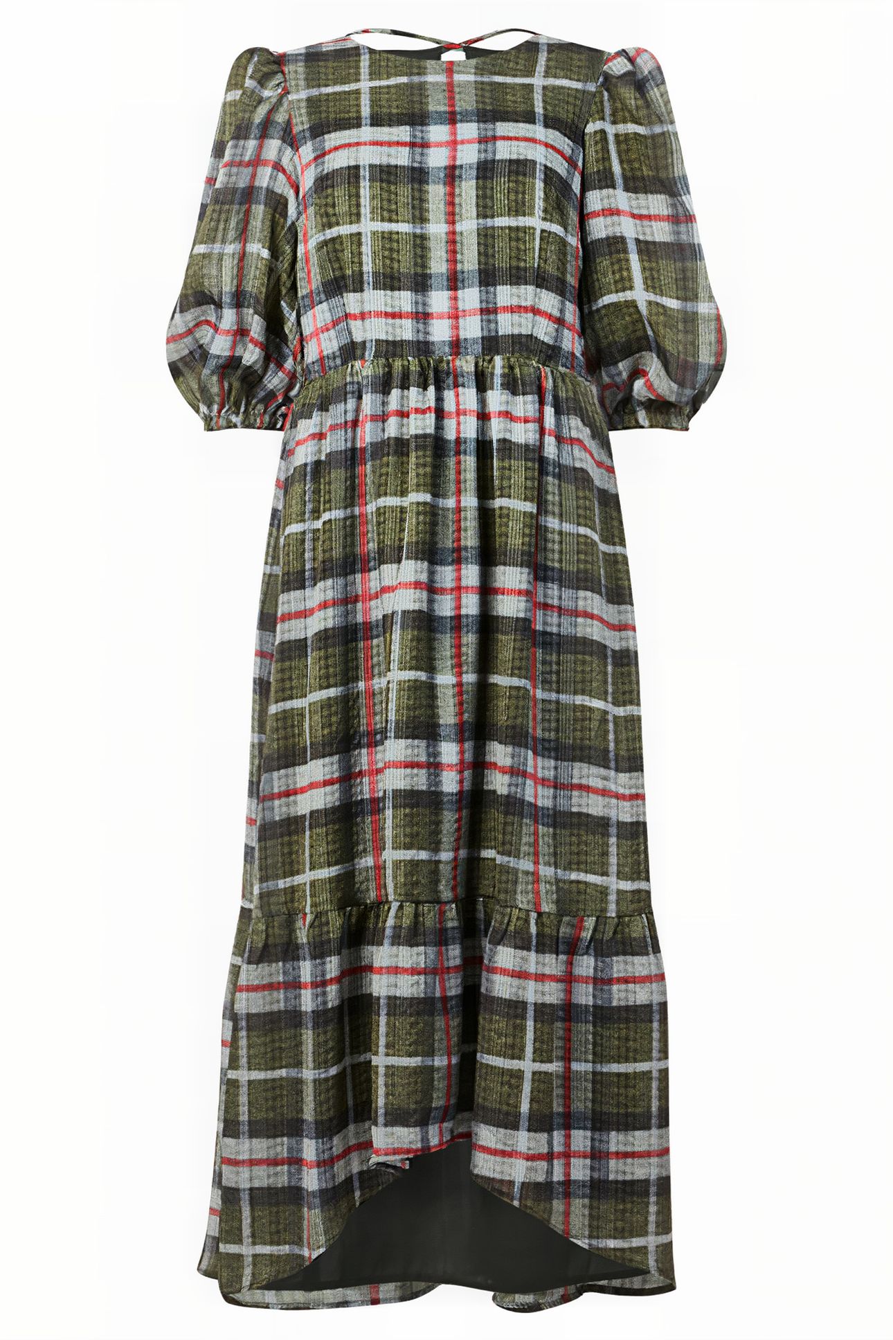 SADIE CHECK DRESS KHAKI GREEN 7