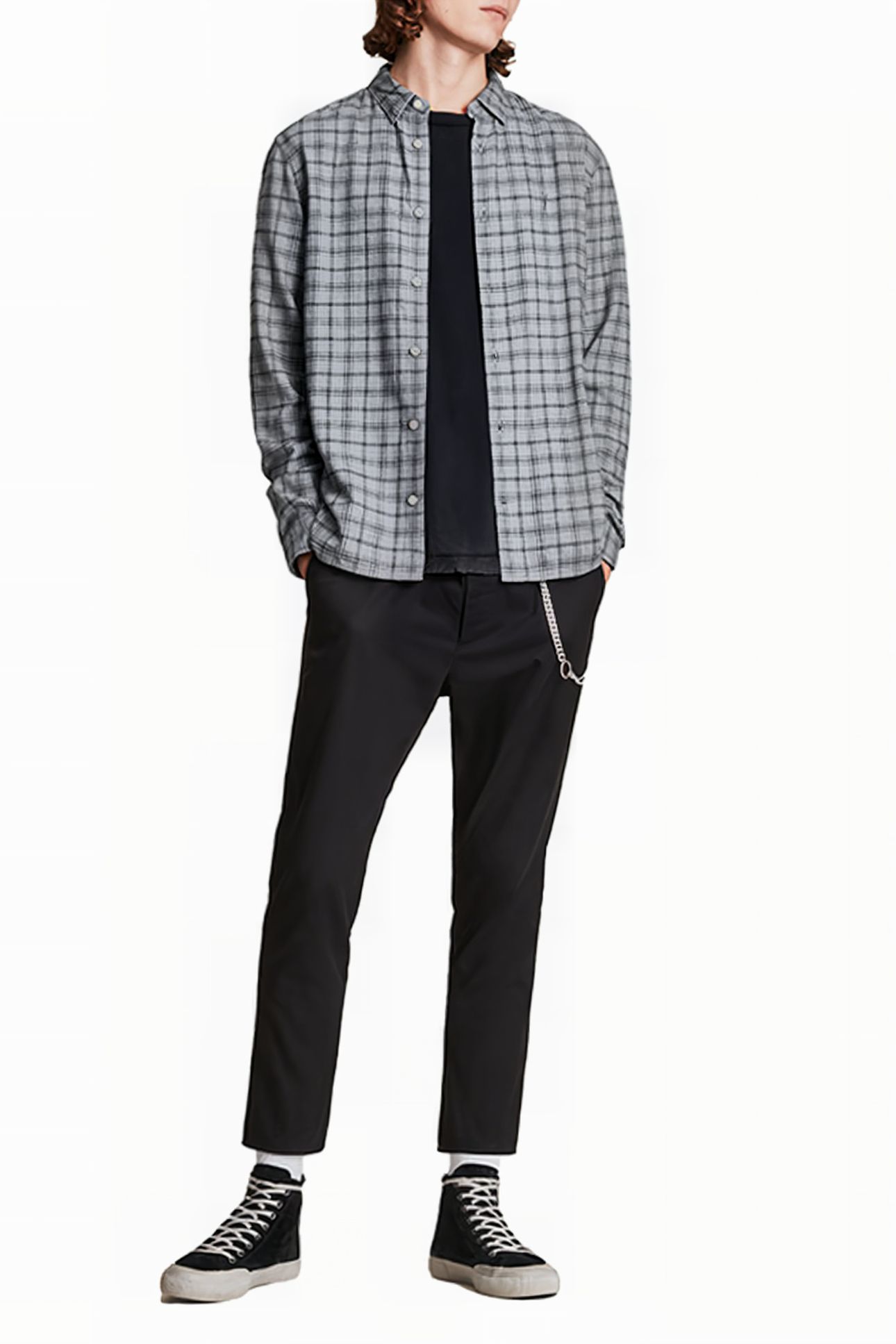 TOLLAND LS SHIRT GREY MARL 2