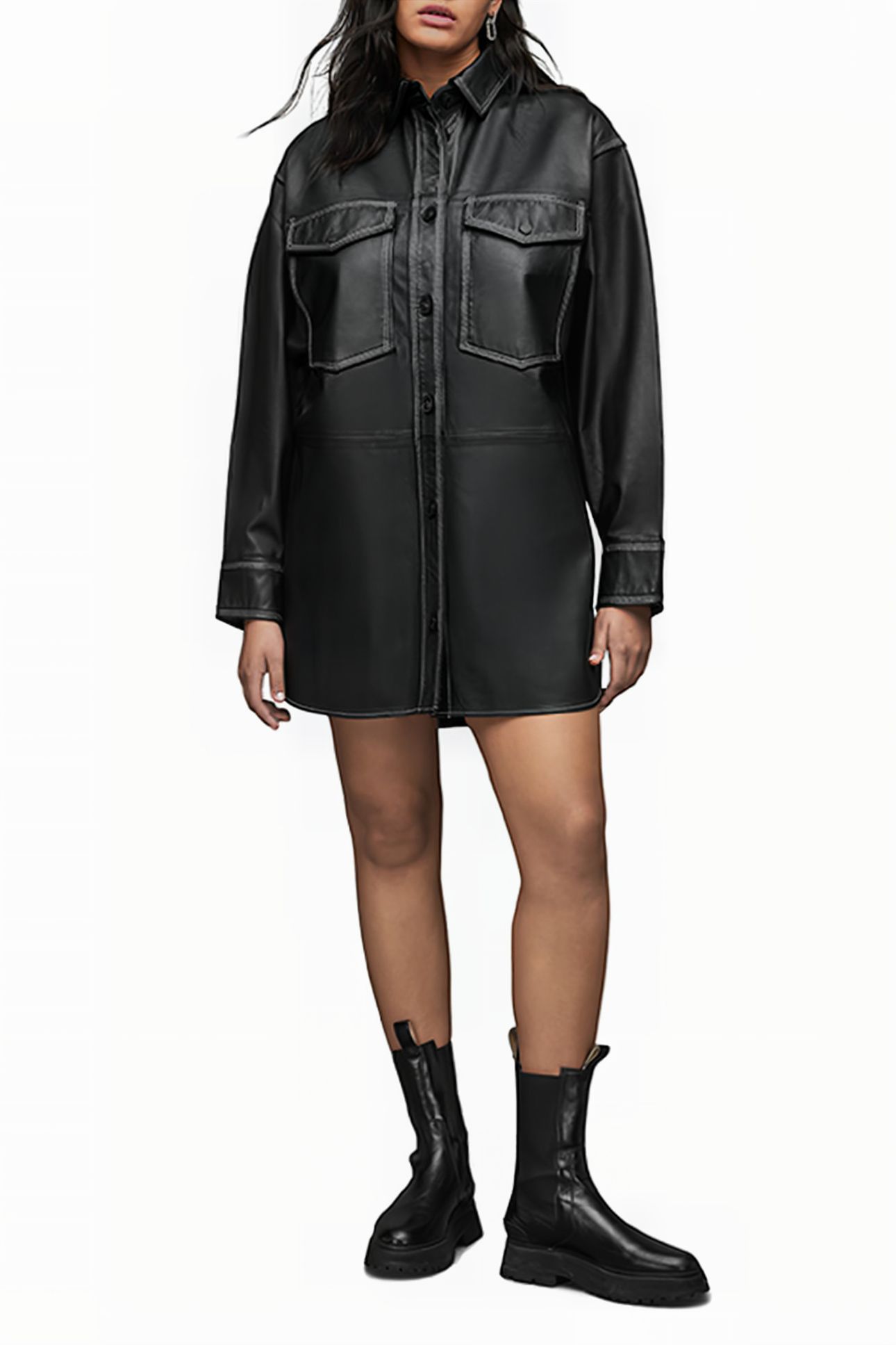 LILY LEATHER DRESS BLACK 3
