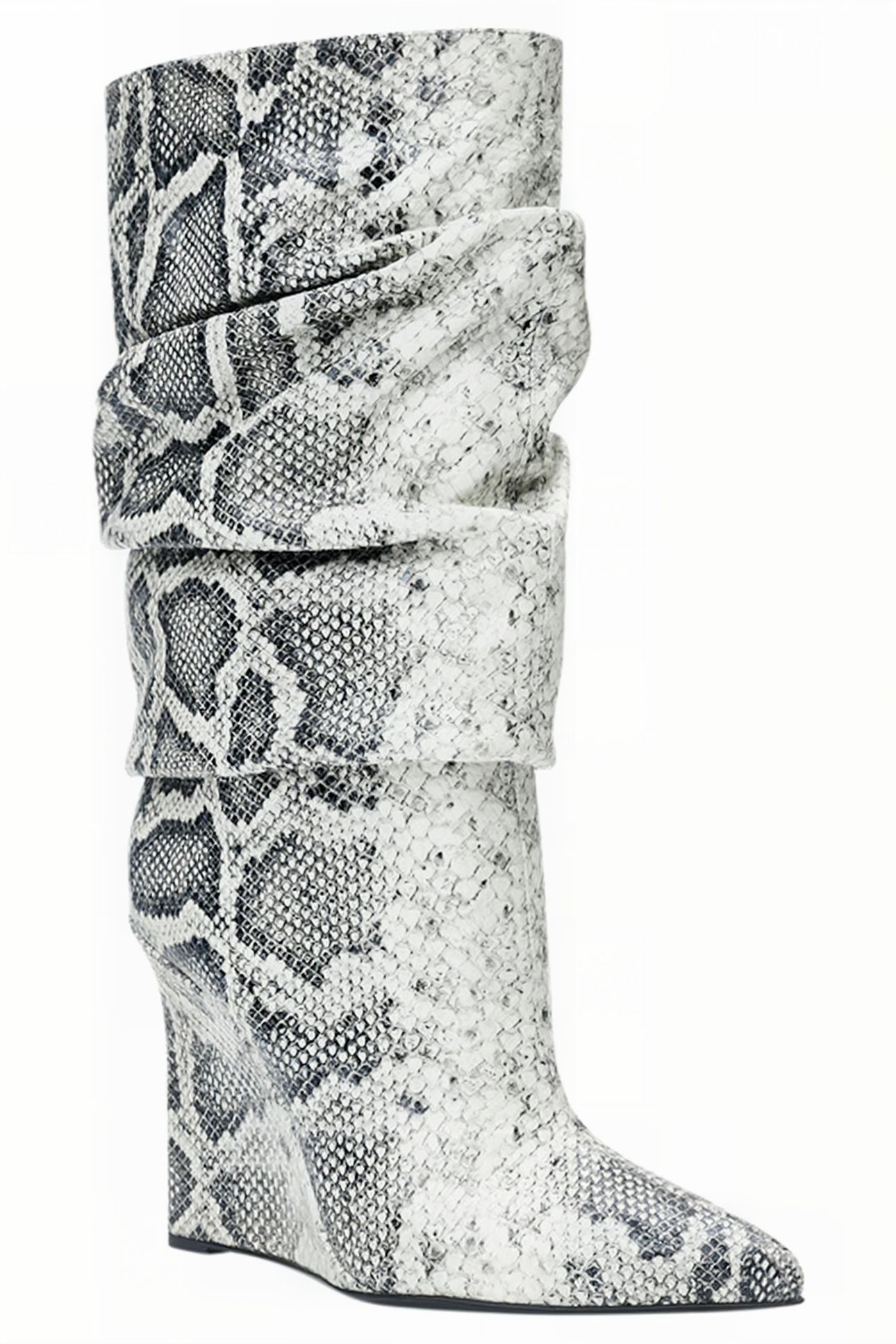 PYTHON-EMBOSSED WEDGE BOOTS WHITE SNAKE 2