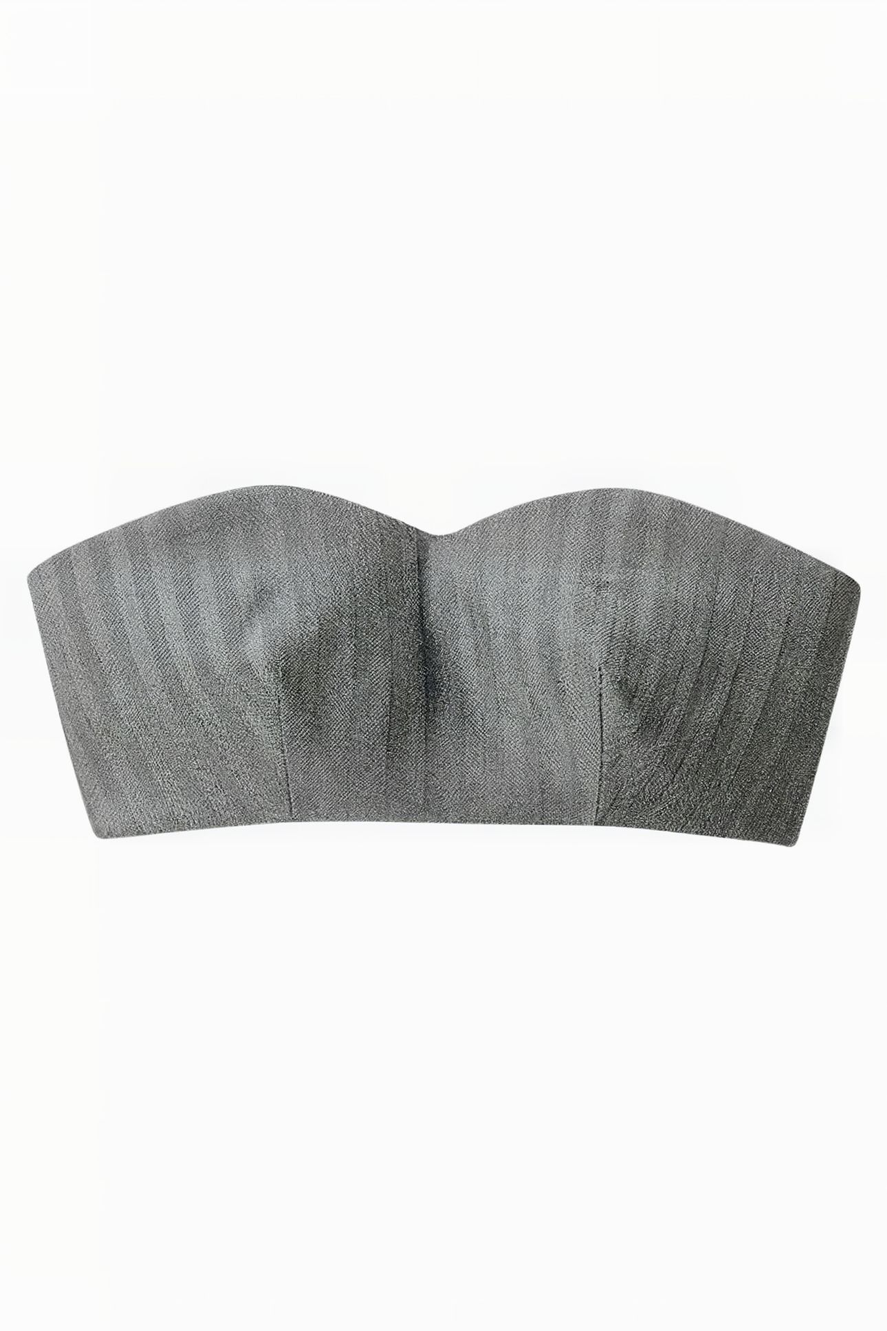 STRAPLESS BUSTIER TOP SILVER HERRINGBONE 3