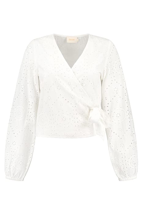 LADIES CAPRI WRAP TOP BRODERIE ANGLAISE BRIGHT WHITE 4