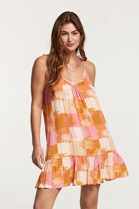 IBIZA DRESS BLOCK PALM ICED STRAWBERRY PINK 1