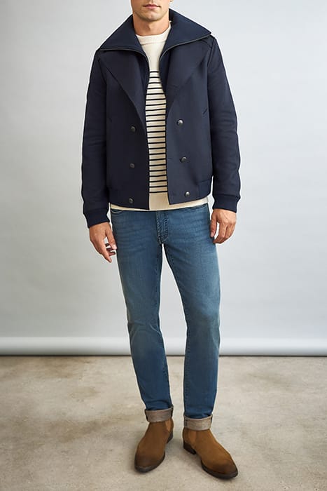 NAVY BLUE RECYCLED WOOL COAT 1