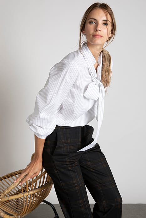 SHIRT LS DETACHABLE SCARF WHITE 2