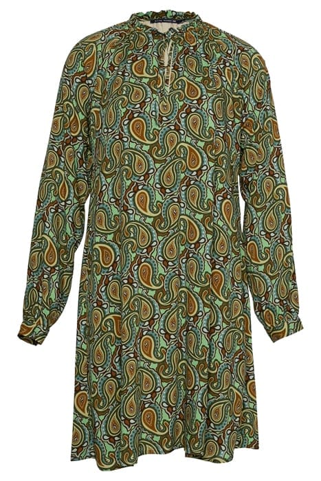 RUFFLED COLLAR LS DRESS MULTI 1