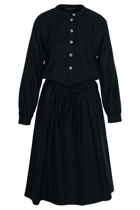 DRESS FROWNCED NECKLINE LS BLUE 1