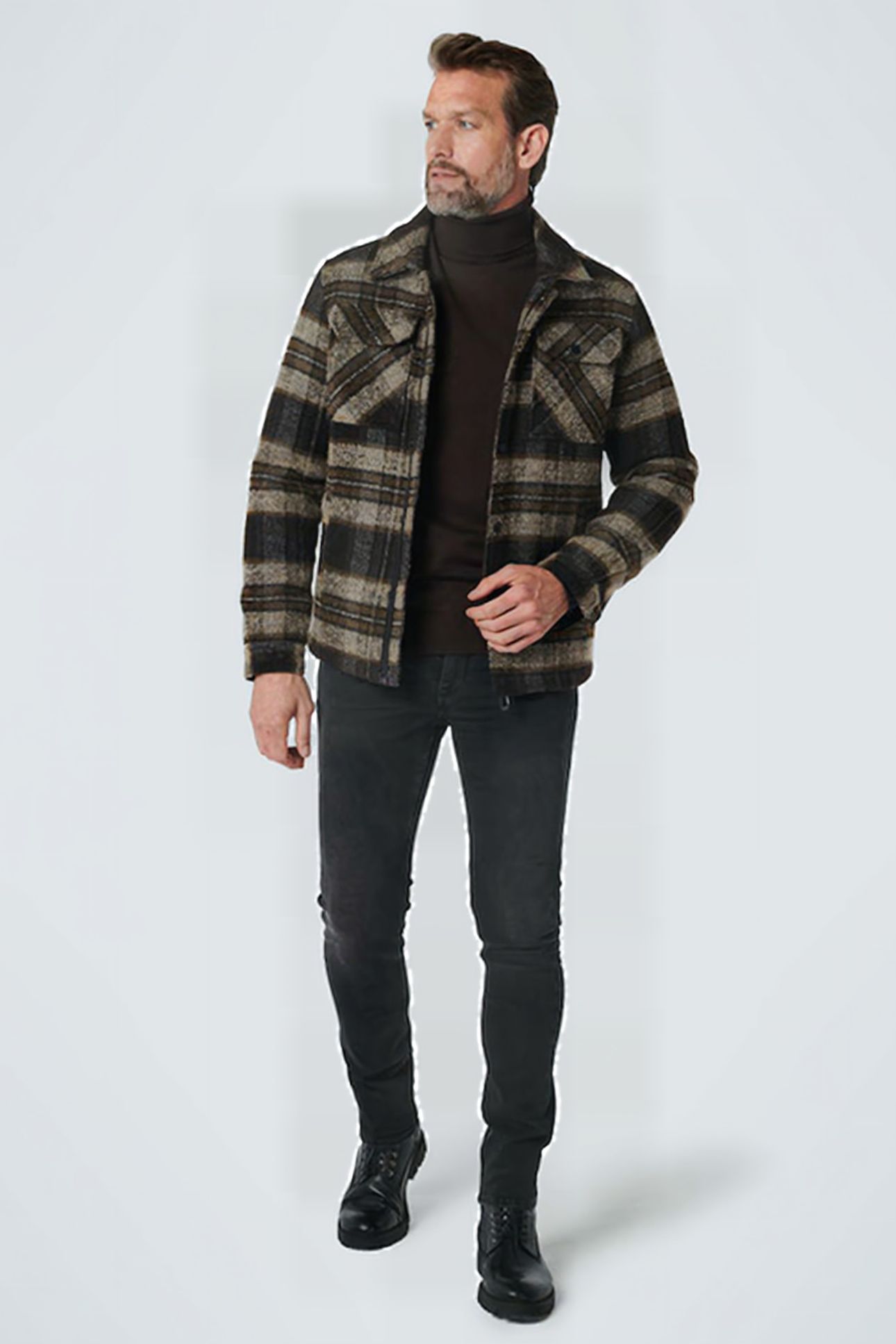 JACKET SHORT FIT KNITTED CHECK WITH WOOL BLACK 4
