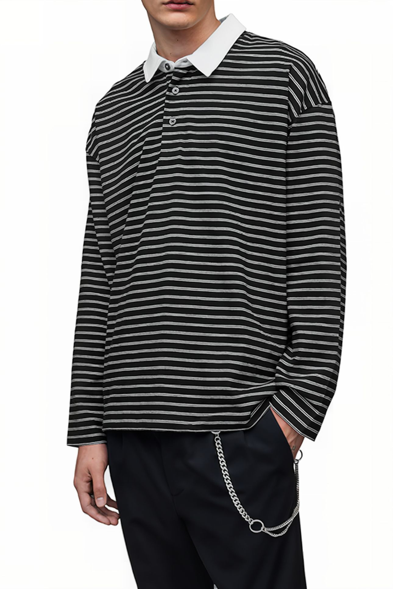 AVE LS POLO JET BLK/CHALK WHT 5