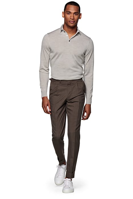 TAUPE PLEATED VIGO TROUSERS 3