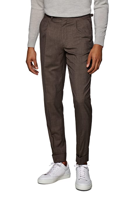 TAUPE PLEATED VIGO TROUSERS 1