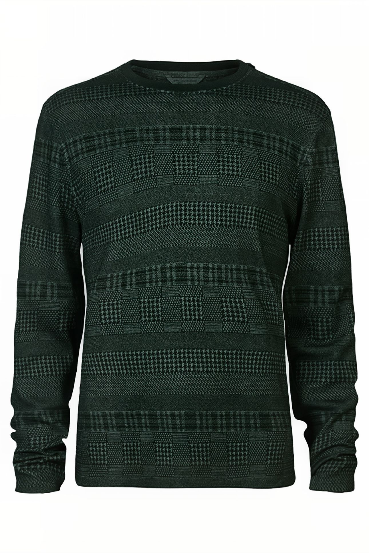 READE LS PATTERN MIX CREW WITH COLD DYE DARK MOSS 4
