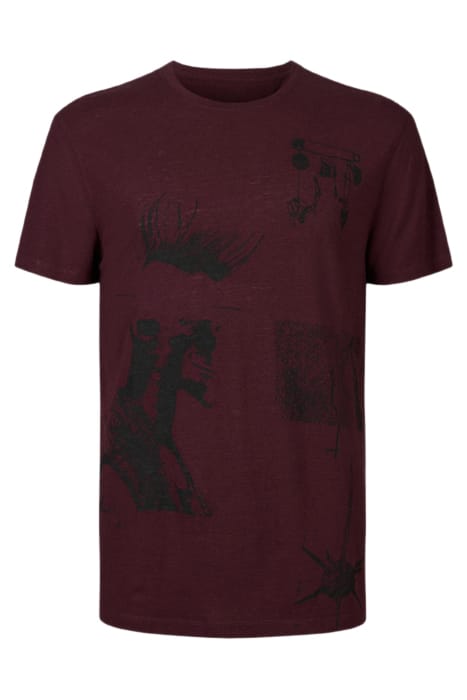 SS CREW TEE - ALL OVER GRAPHIC DARK PLUM 5