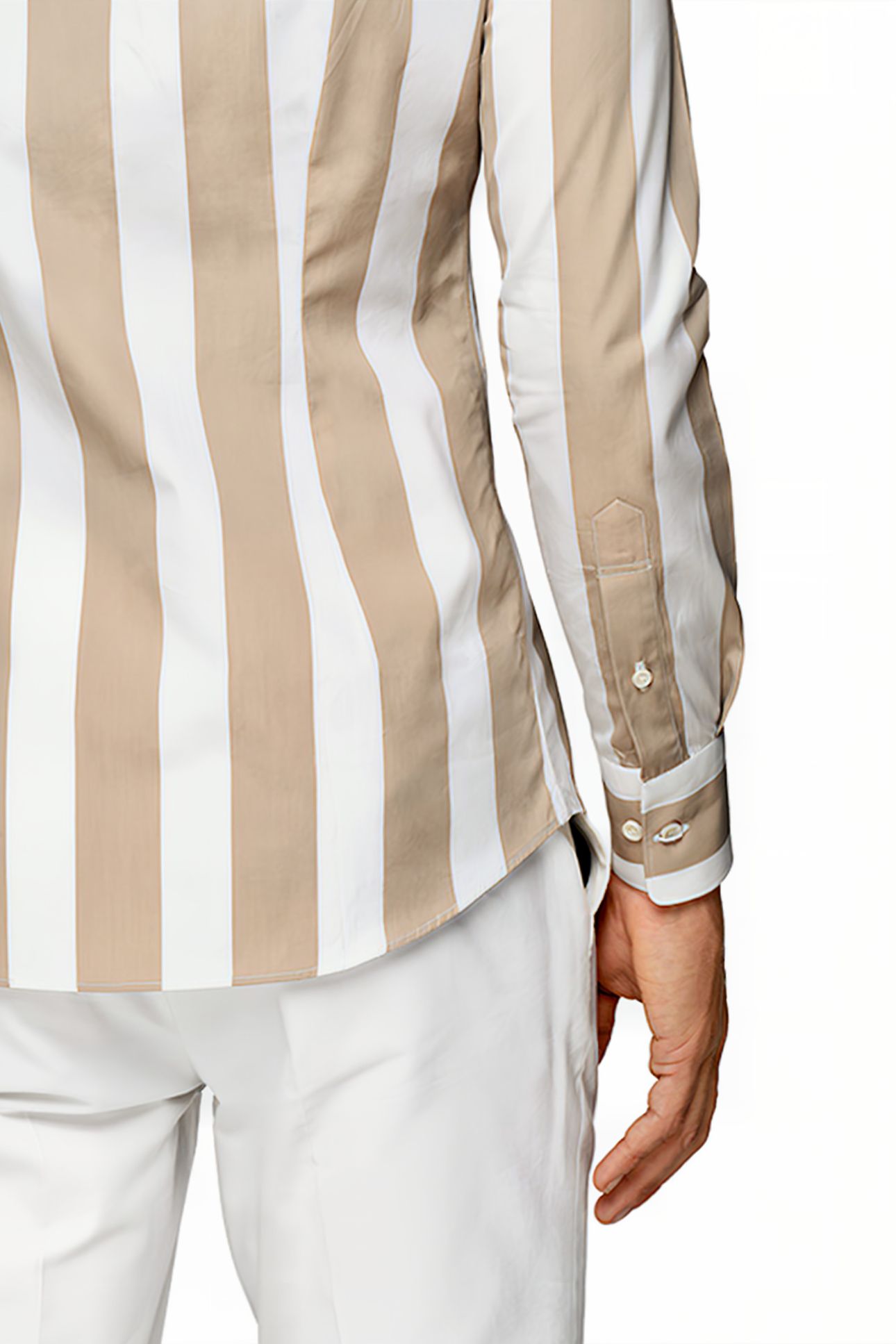 LIGHT BROWN STRIPED EXTRA SLIM FIT SHIRT 7