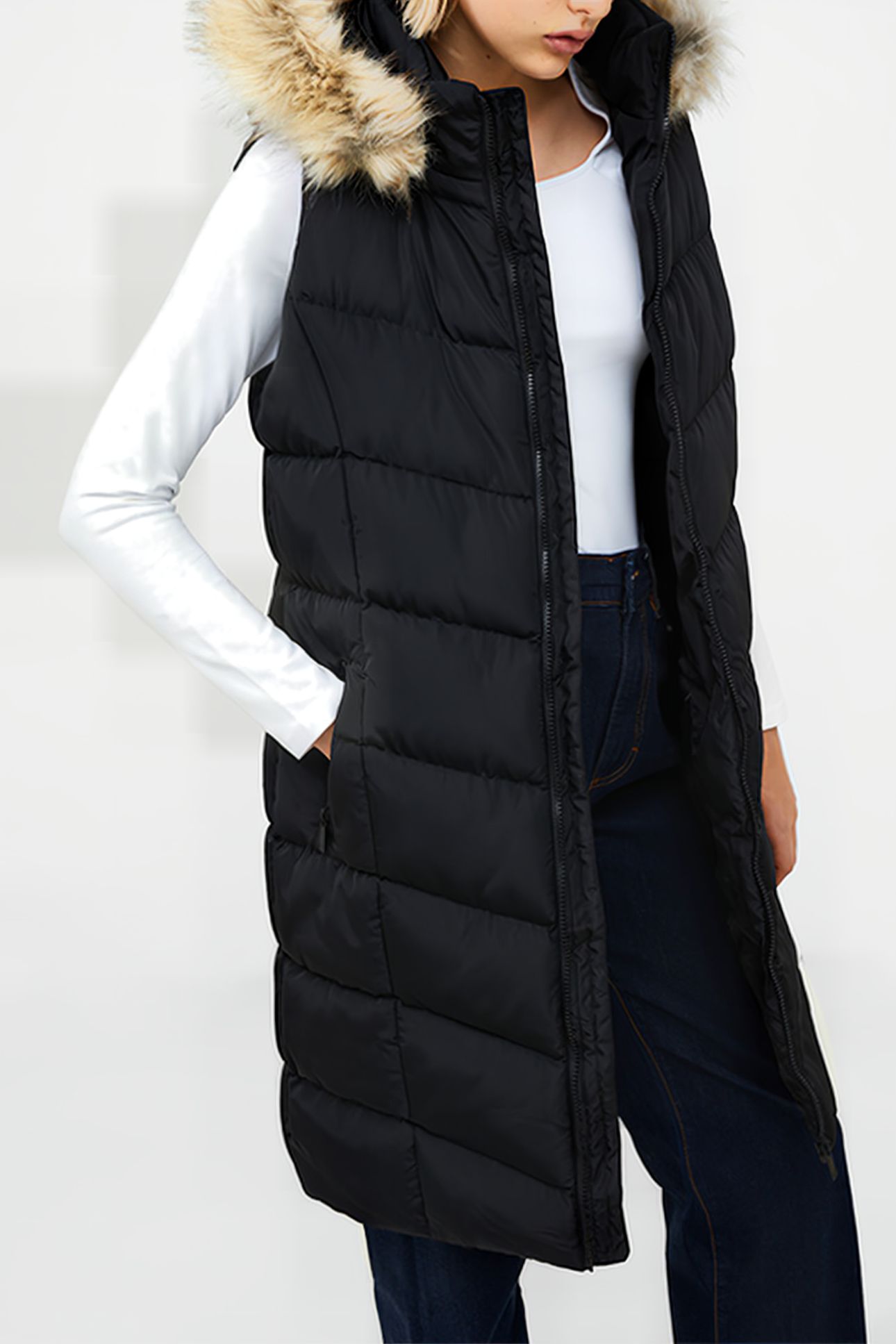 FUR CHEV MIX GILET M BLACK 5