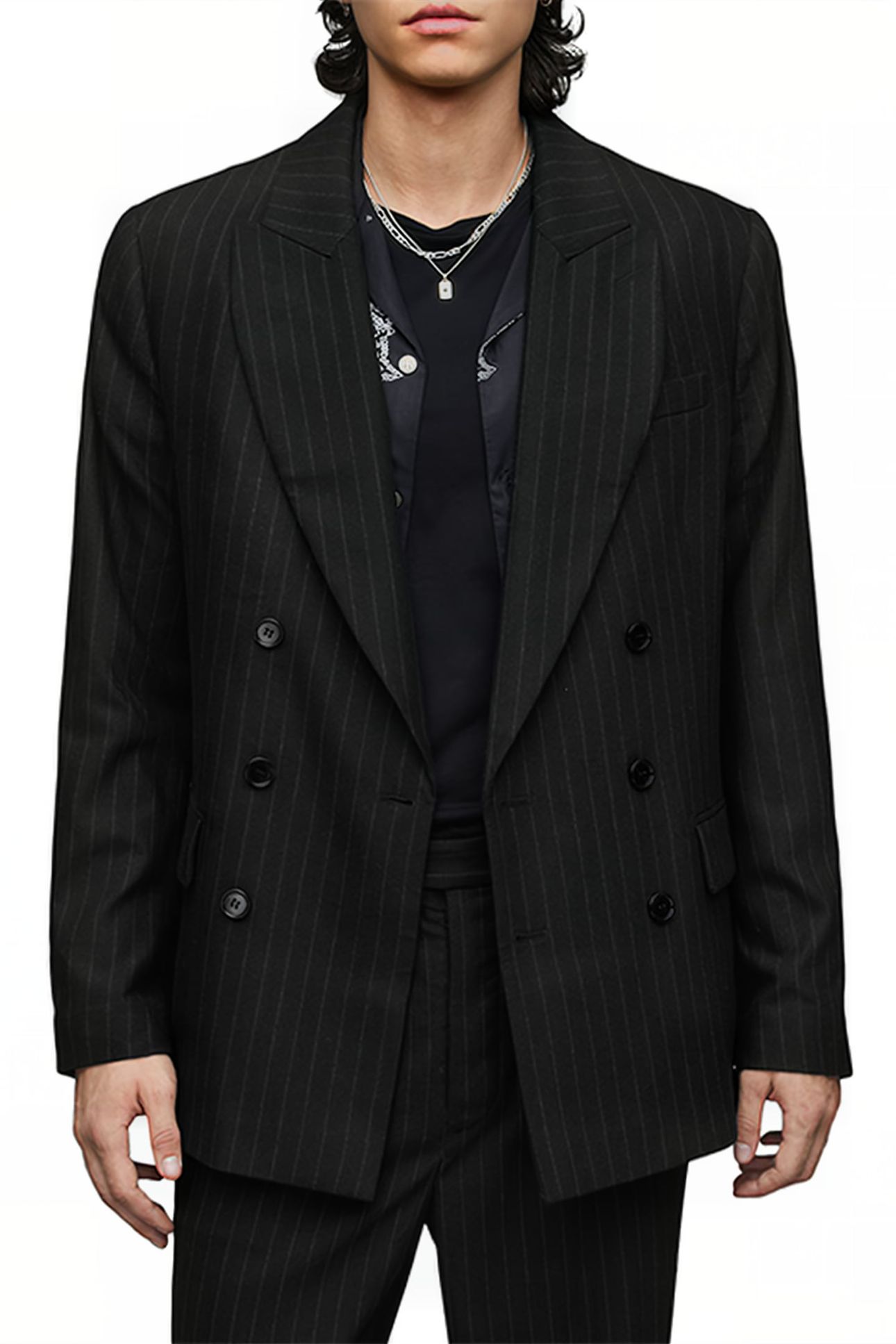 BLUES BLAZER PINSTRIPE BLK BRWN 1