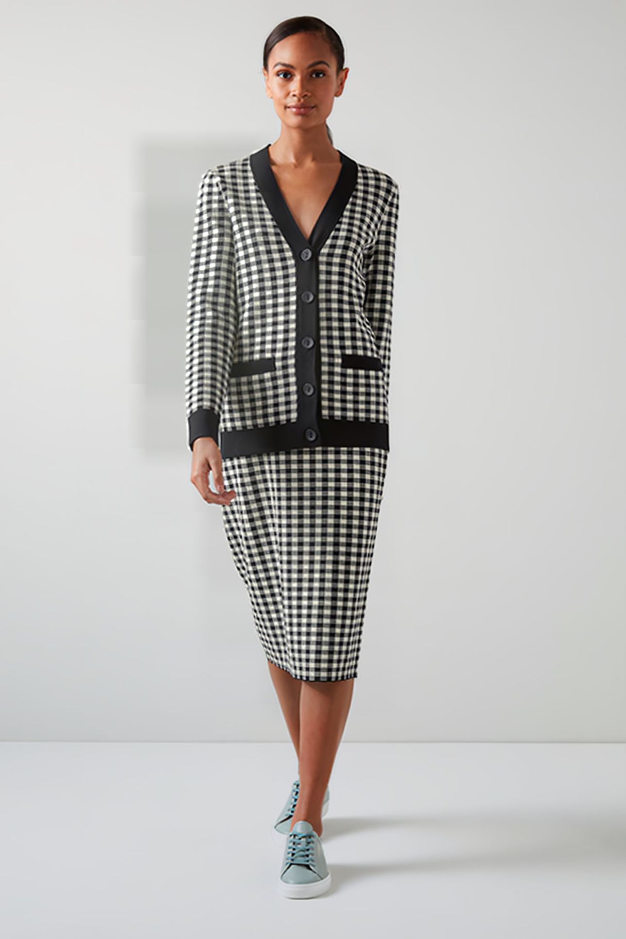 LEA MIDI SKIRT BLUE CHECK 1