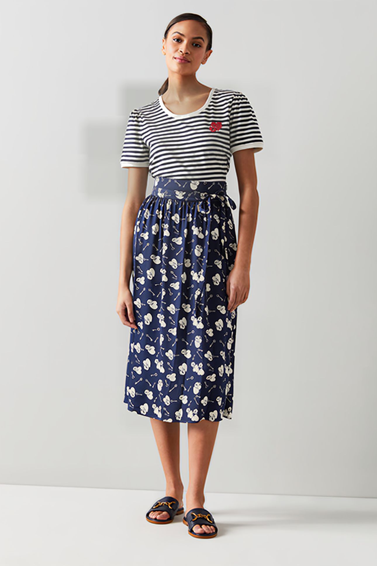 VALERIE MIDI SKIRT NAVY/CREAM 2