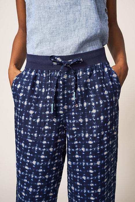 EFFIE LINEN TROUSER NAVY MULTI 3