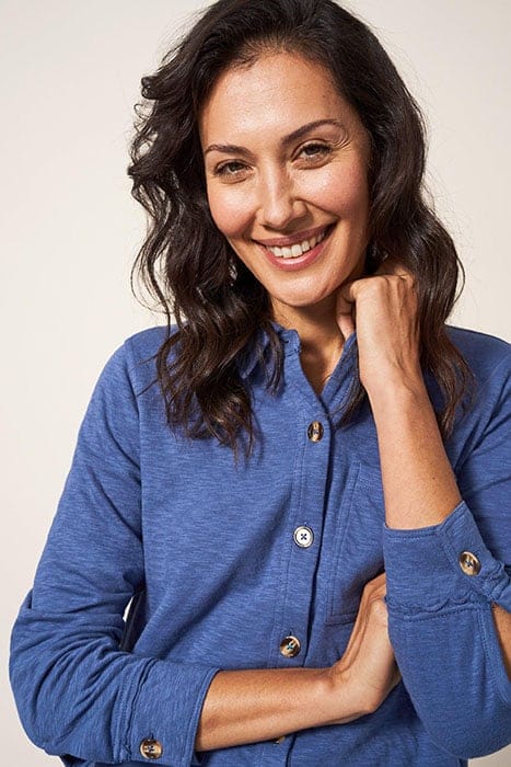 DOUBLE CLOTH JERSEY SHIRT MID BLUE 4