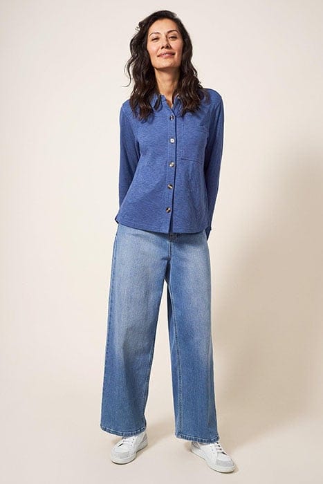 DOUBLE CLOTH JERSEY SHIRT MID BLUE 1